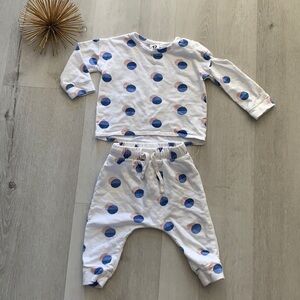 Stem Baby Polka dots suit 2 pieces unisex blue white size 12 m boys girls cotton